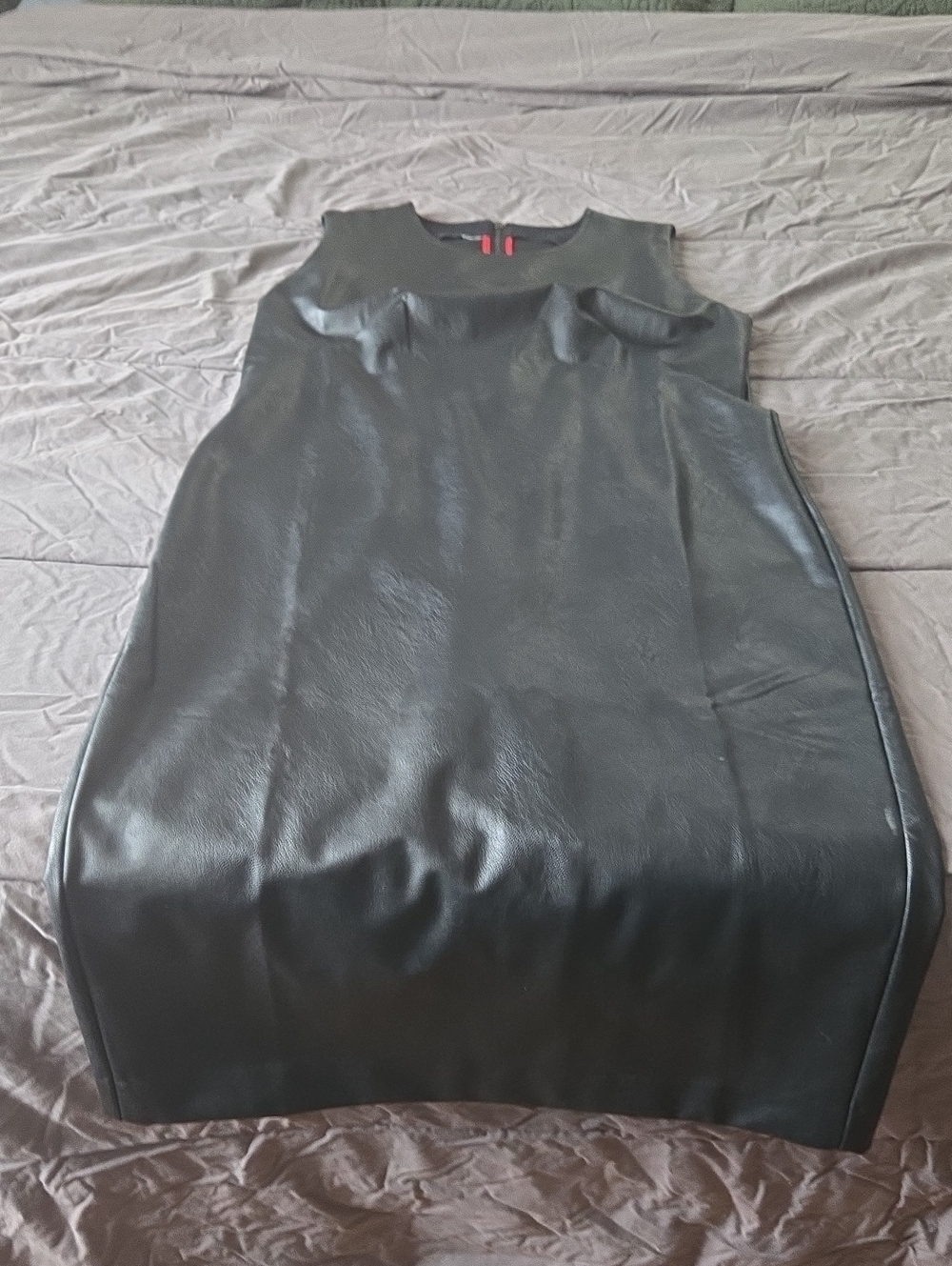 Classic Sleeveless Black SPANX Faux Leather Sheath Dress